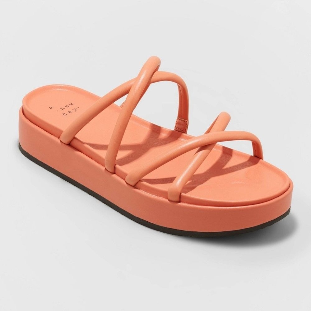A New Day Womens Dory Platform Heels Apricot Orange Strappy Sandals Size 5.5 NWT